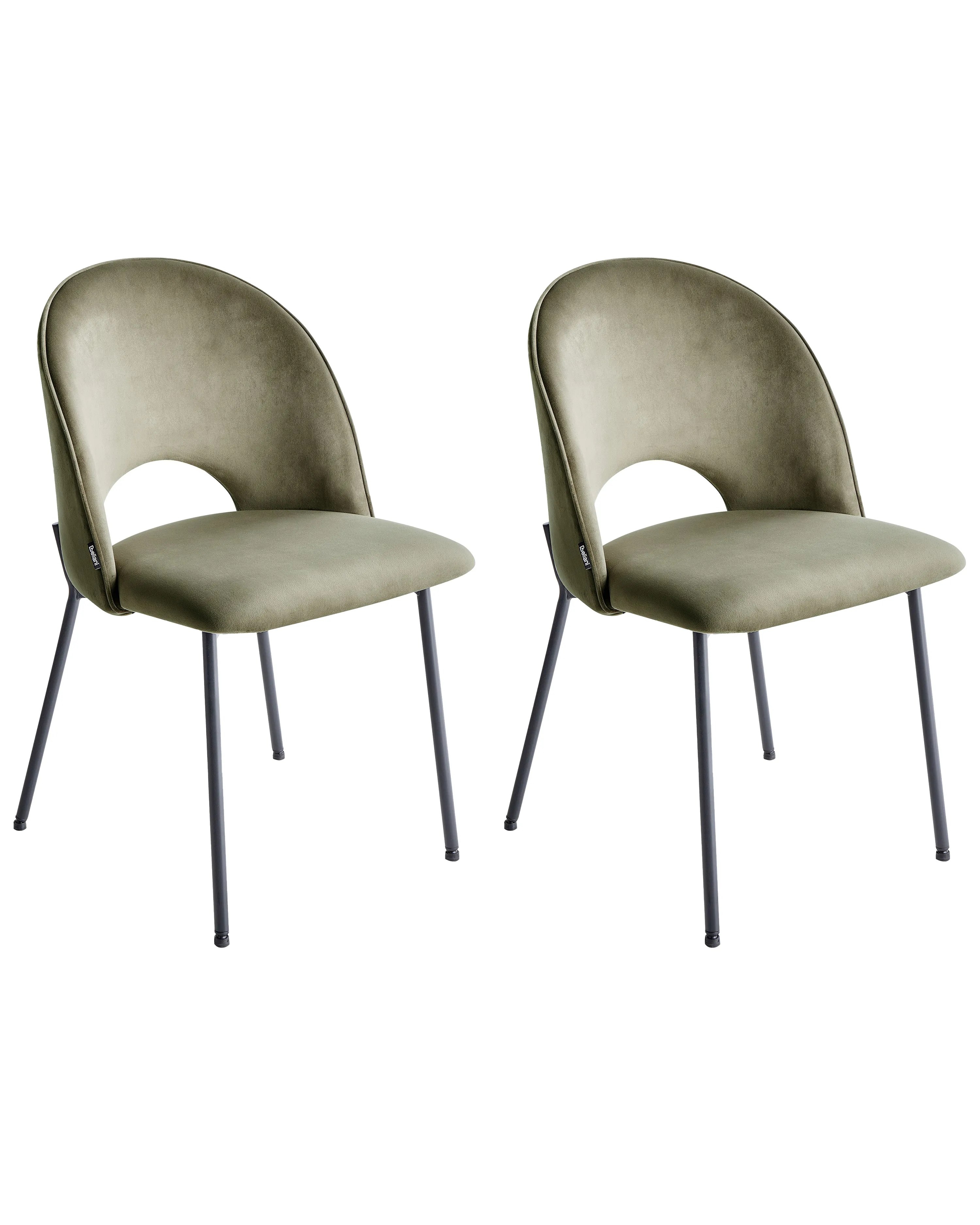 Set of 2 Dining Chairs COVELO Velvet Dark Green