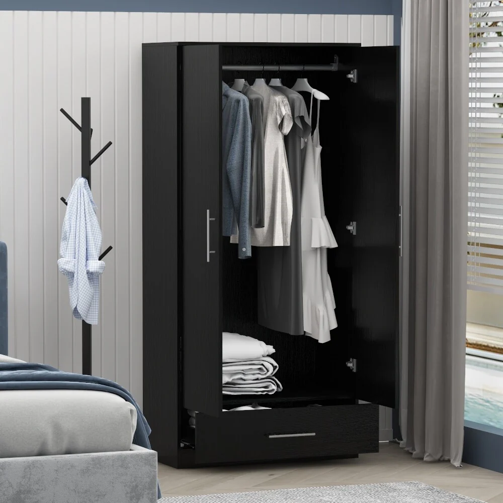 2-door Wardrobe Armoire With 1-drawer