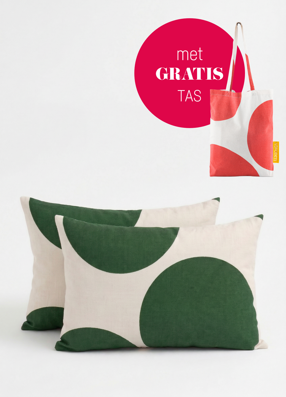 vtwonen - Sierkussens - Stippen - Set van 2 - Donkergroen - 50x70cm