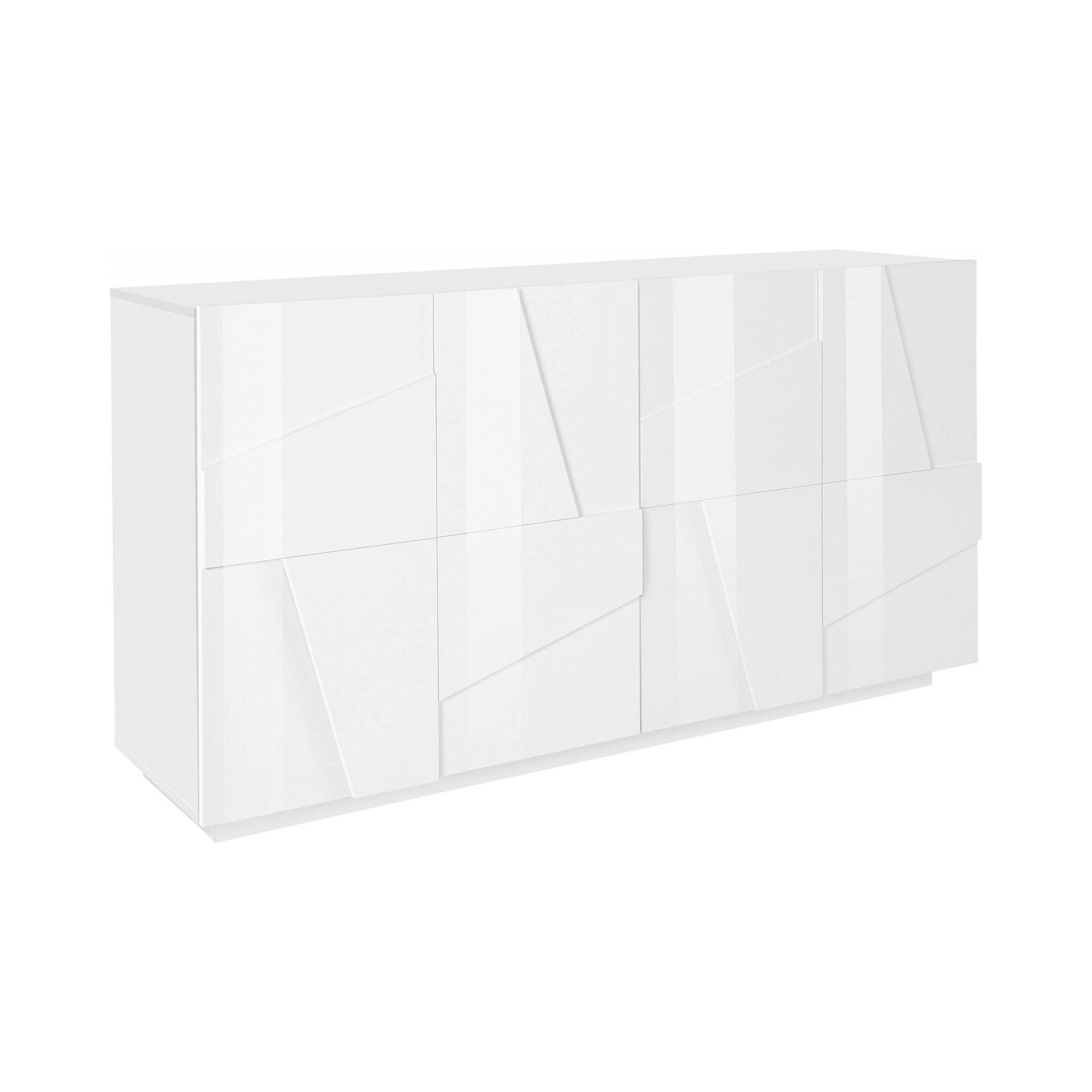 - Buffet à 4 portes effet bois blanc brillant