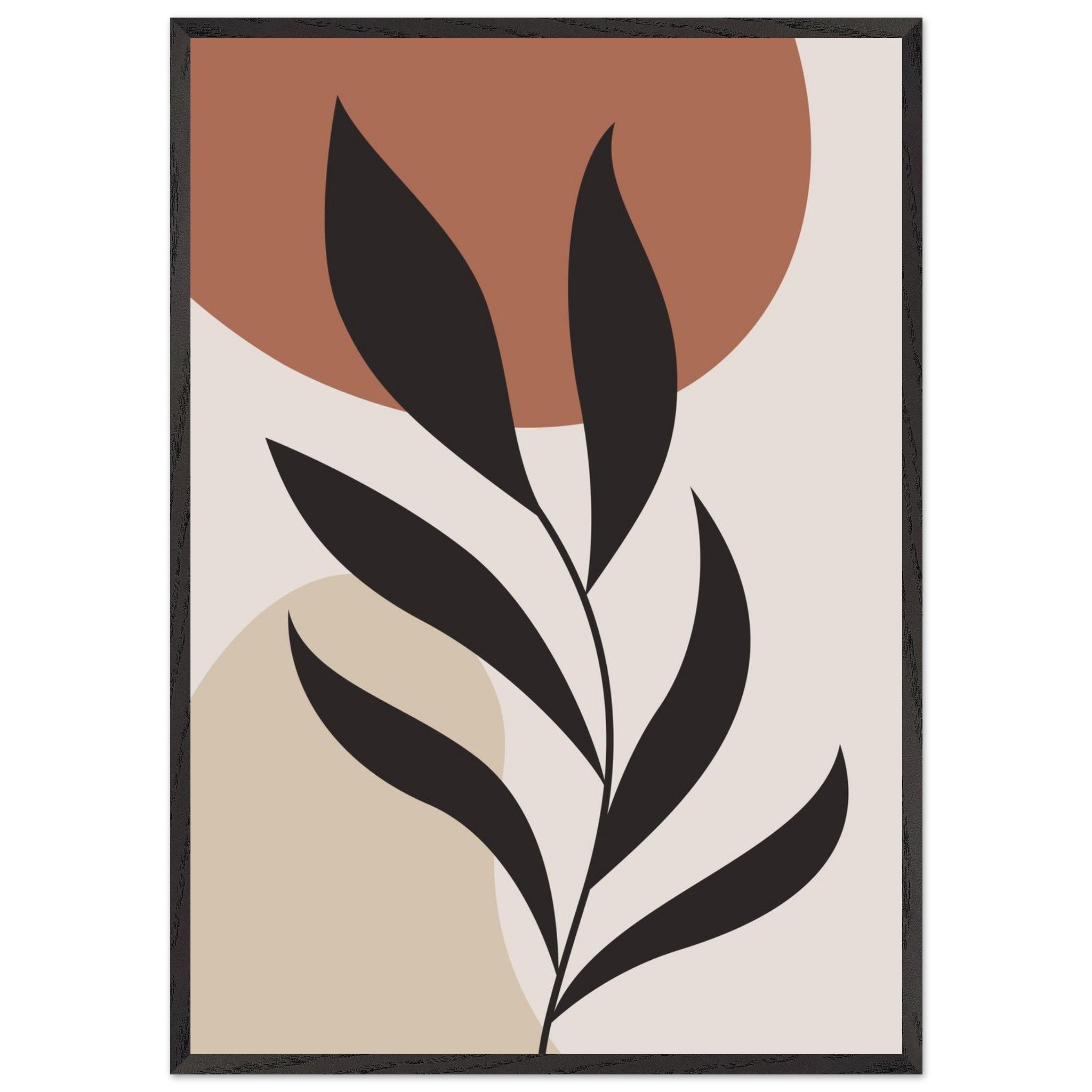 Artfulprints Poster met Lijst Boho - Abstract leaf  - 70x100 cm - Terracotta