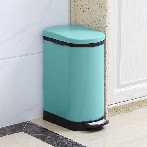 SOGA 4X Stainless Steel Foot Pedal Bin U Shape Blue 10L
