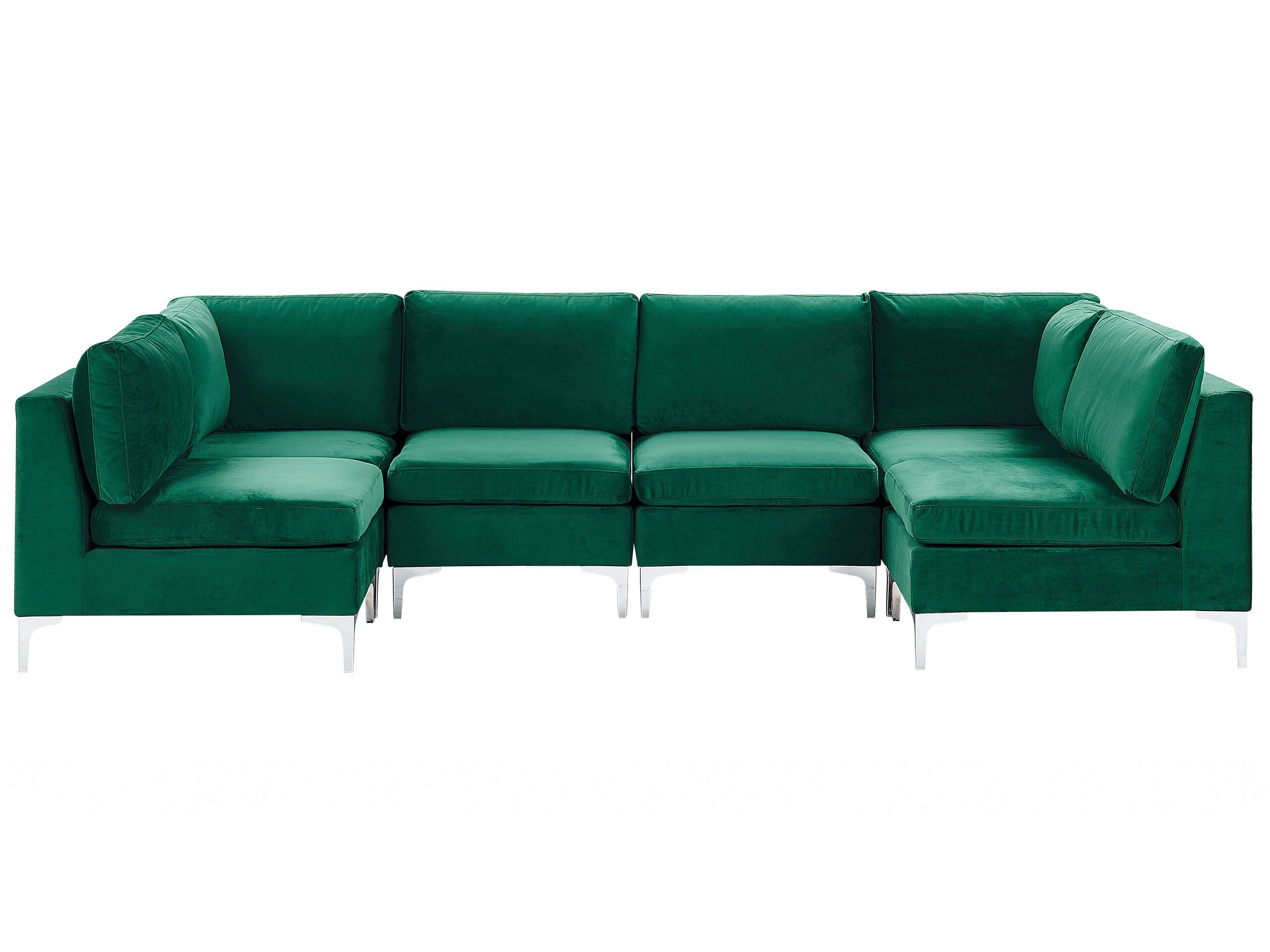 Sofa modułowa kształt U welurowa zielona