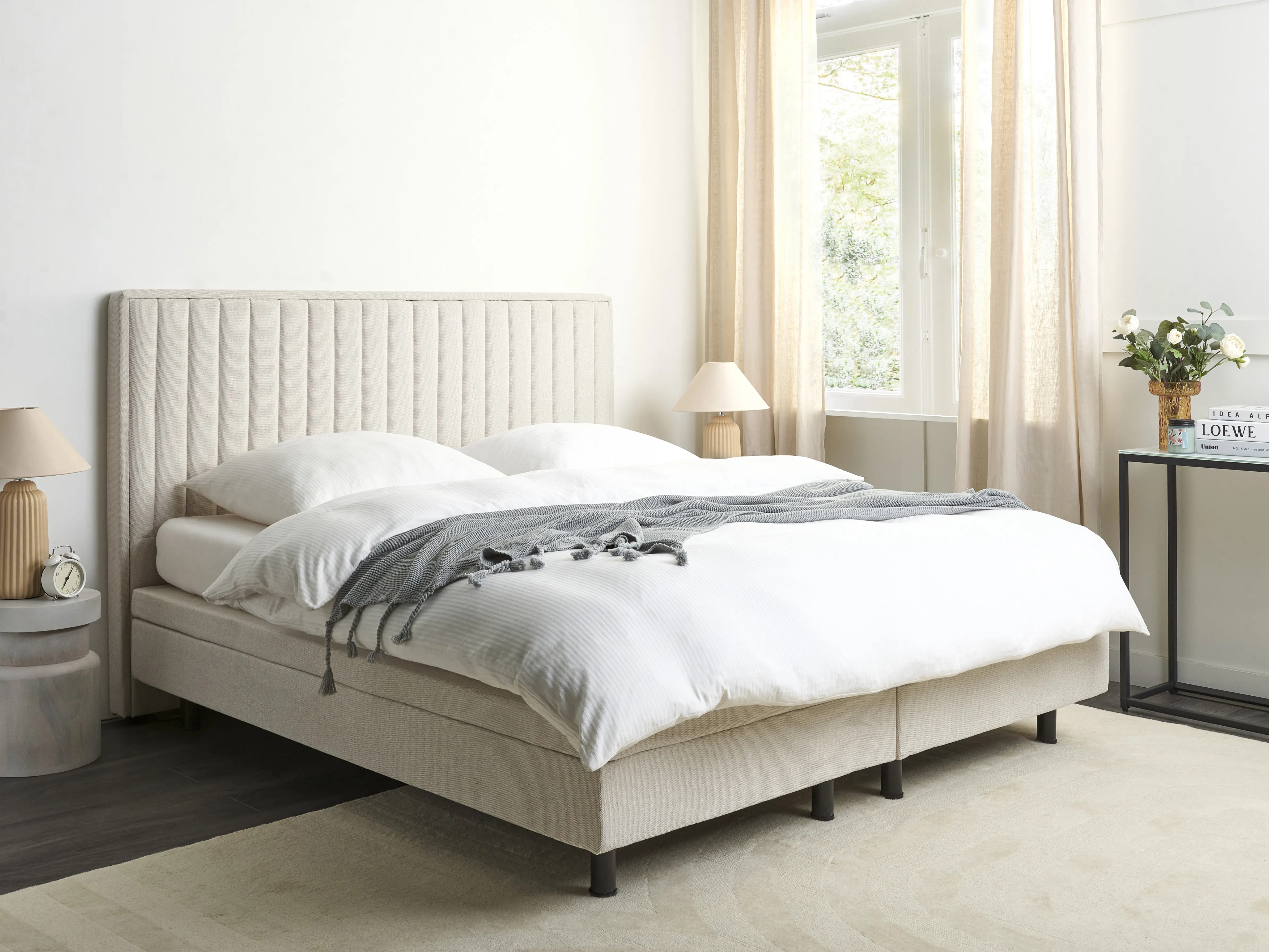 Adjustable Bed Fabric CASTELLAN 180 x 200 cm (EU Super King) Light Beige