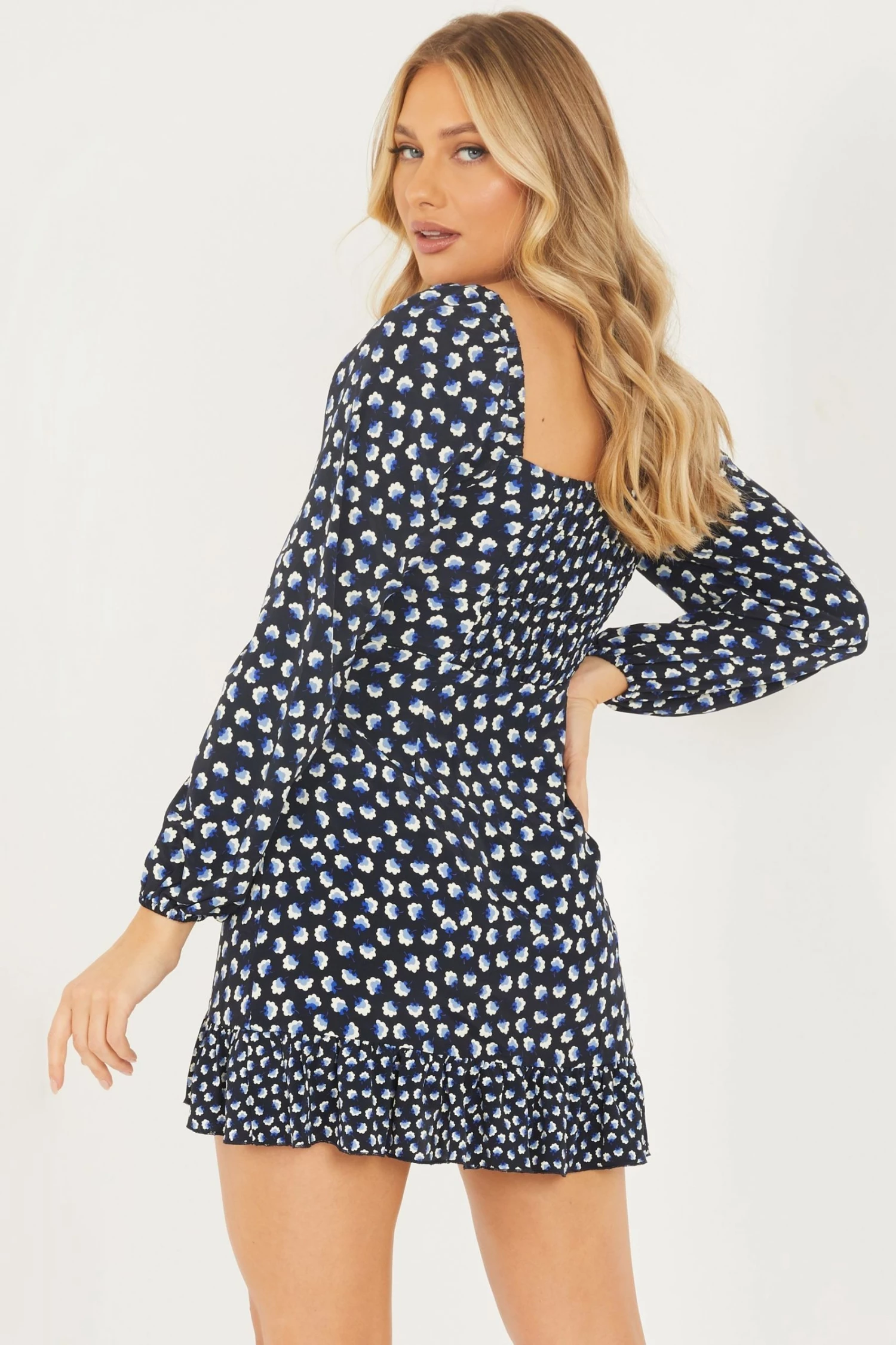 Quiz Black Floral Wrap Skater Dress