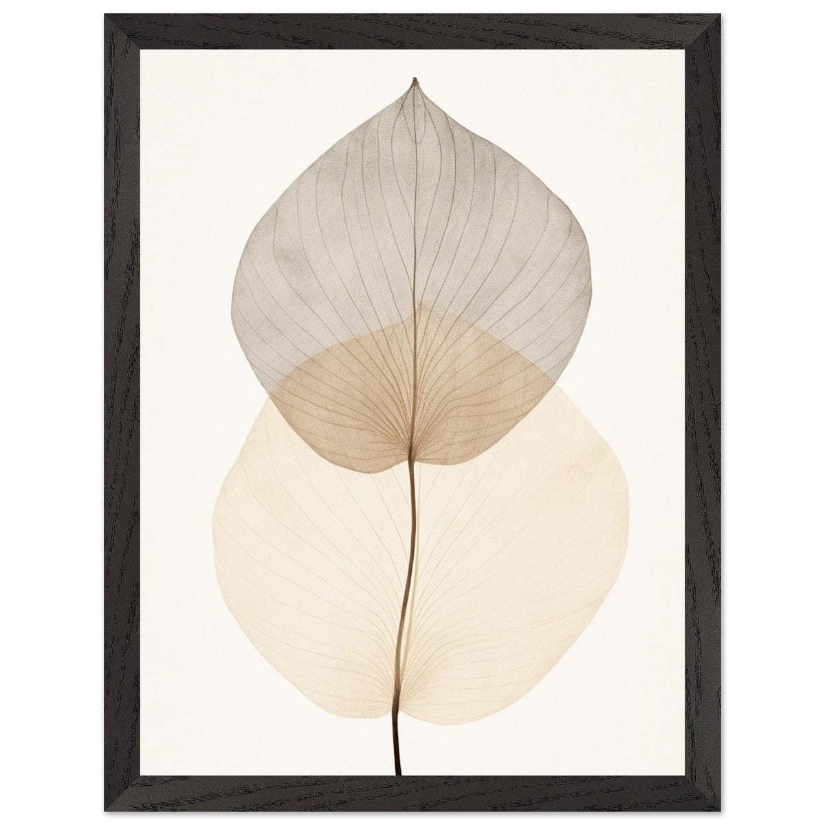Artfulprints Poster met Lijst Japandi leaf  - 30x40 cm - Taupe