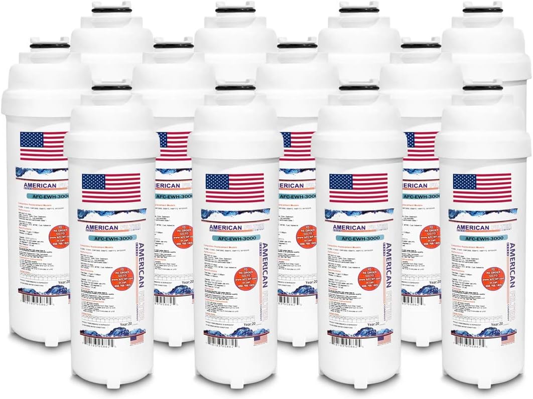 American Filter Company®, Water Filter, Model # AFC-EWH-3000, Compatible with Elkay(R)51300C Water Fountain Station Fillers 12-Filters