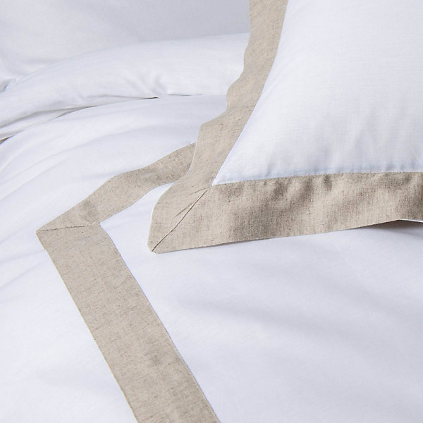 Housse de couette 240x220   2 taies empiècement lin