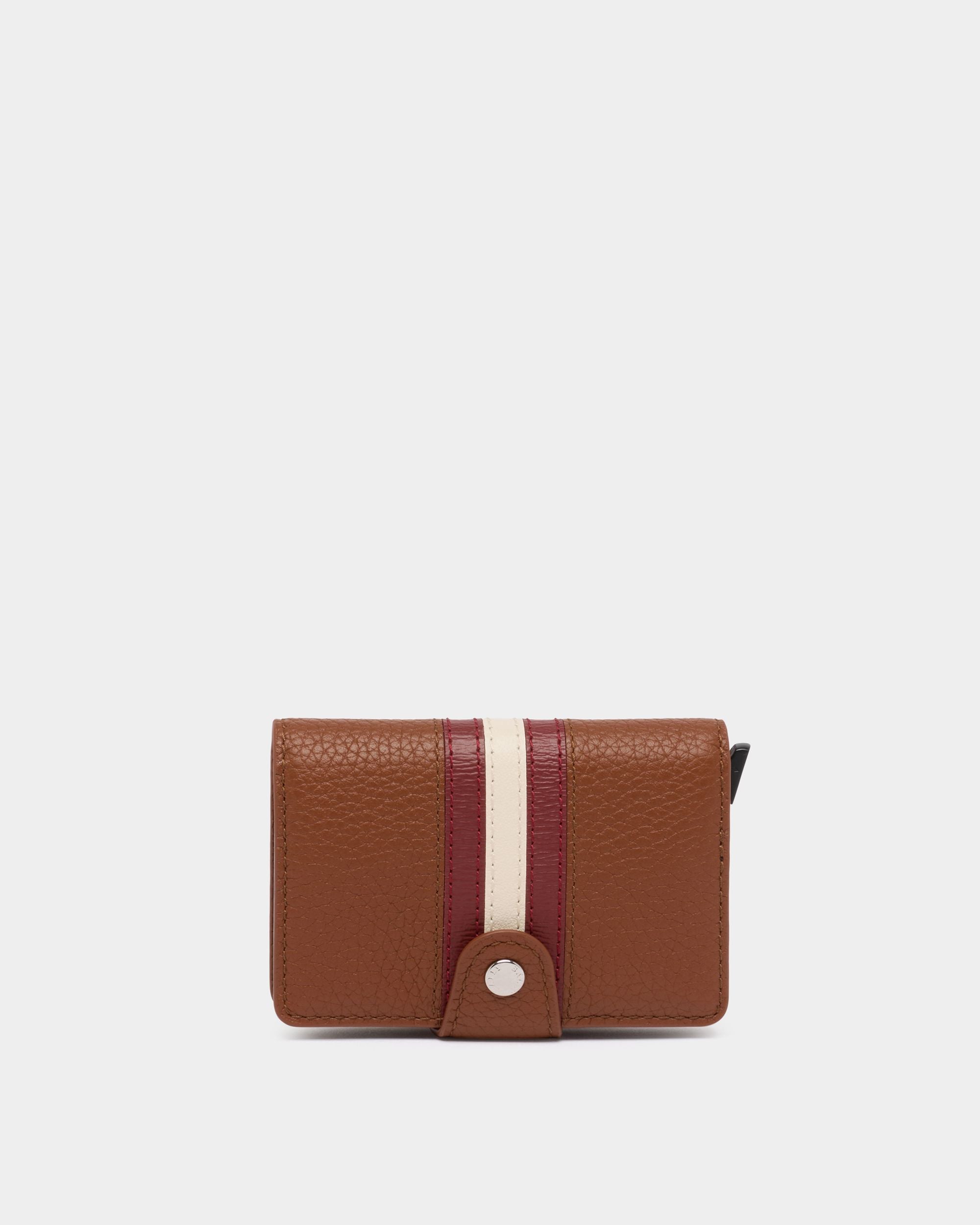 Elegante Geldbörse Ribbon aus genarbtem Leder in Amber Brown