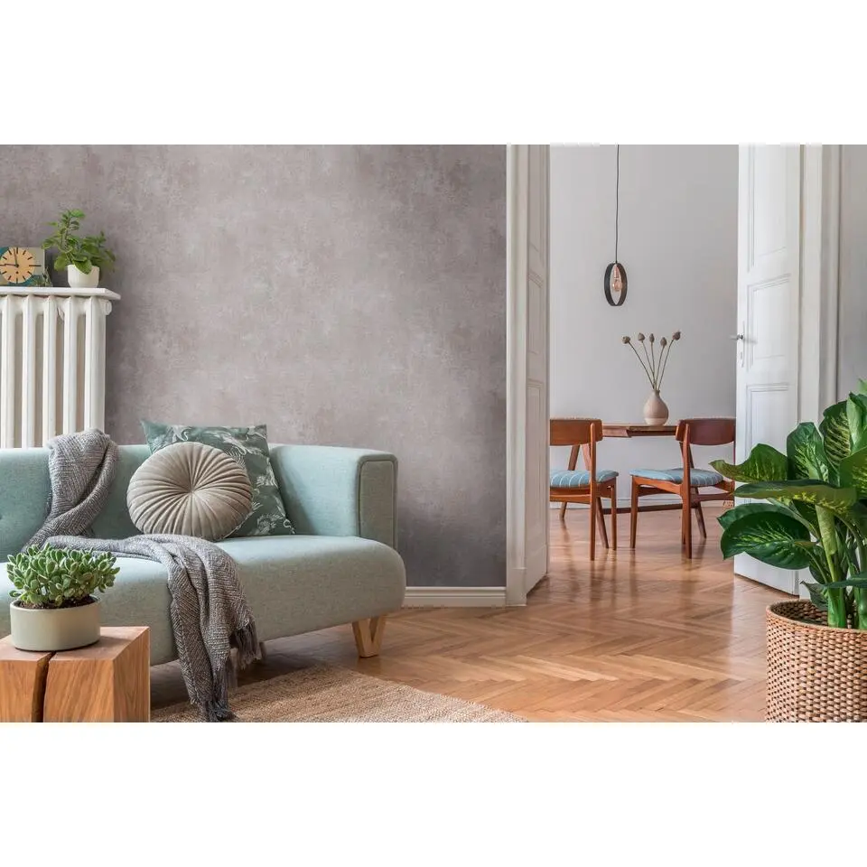 A.S. Cr&eacute;ation behang met structuur grijs, bruin en grijs - 53 cm x 10.05 m