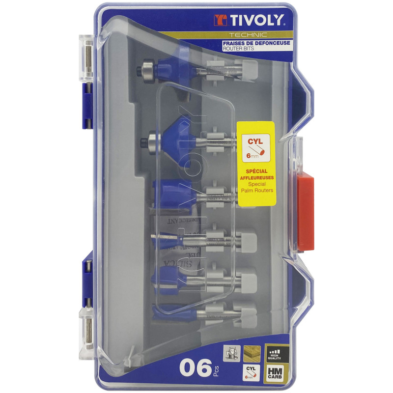 Set de fraises pour défonceuse Ø 6 mm 6 pièces TIVOLY