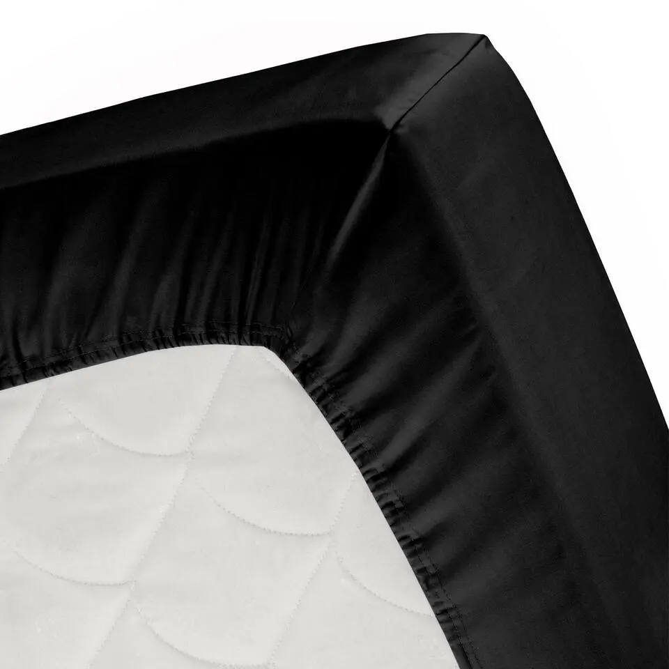 Cinderella Sundays - Hoeslaken (tot 25 cm) - Satijn - 200x200 cm - Black