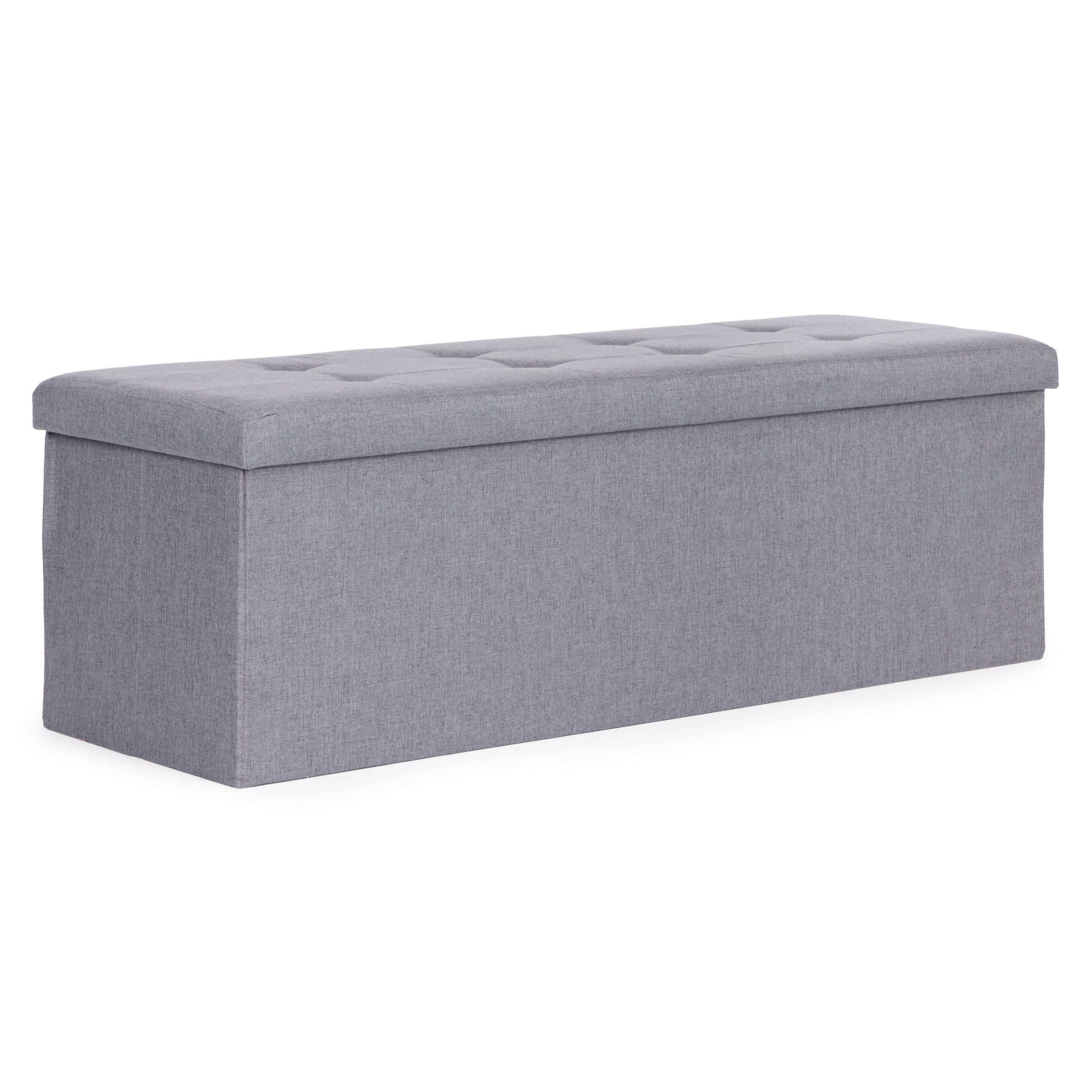 Pufa pikowana 111x38 cm ze schowkiemjasnoszara ModernHome
