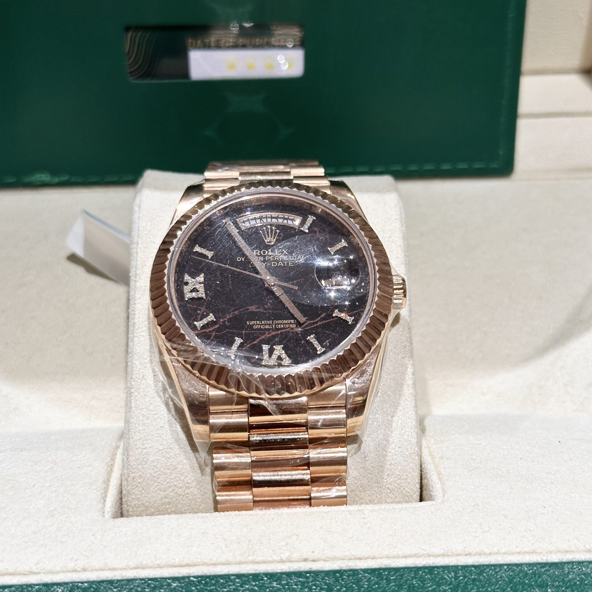 Rolex Day-Date RG Plated Eisenkiesel Dial CZ Diamonds 40mm Super Clone