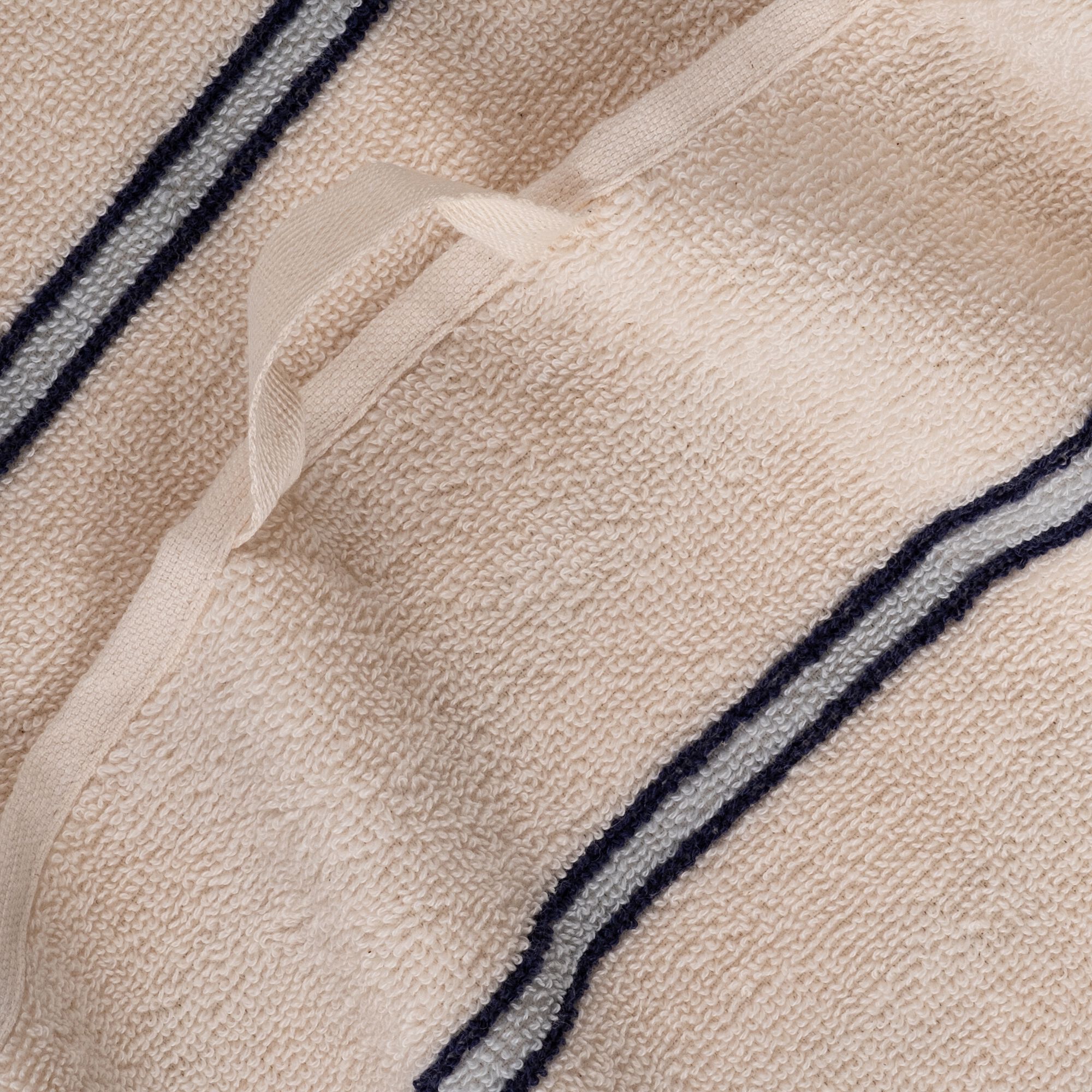 AMASIS - Drap de bain en coton à rayures 100x150cm - blanc