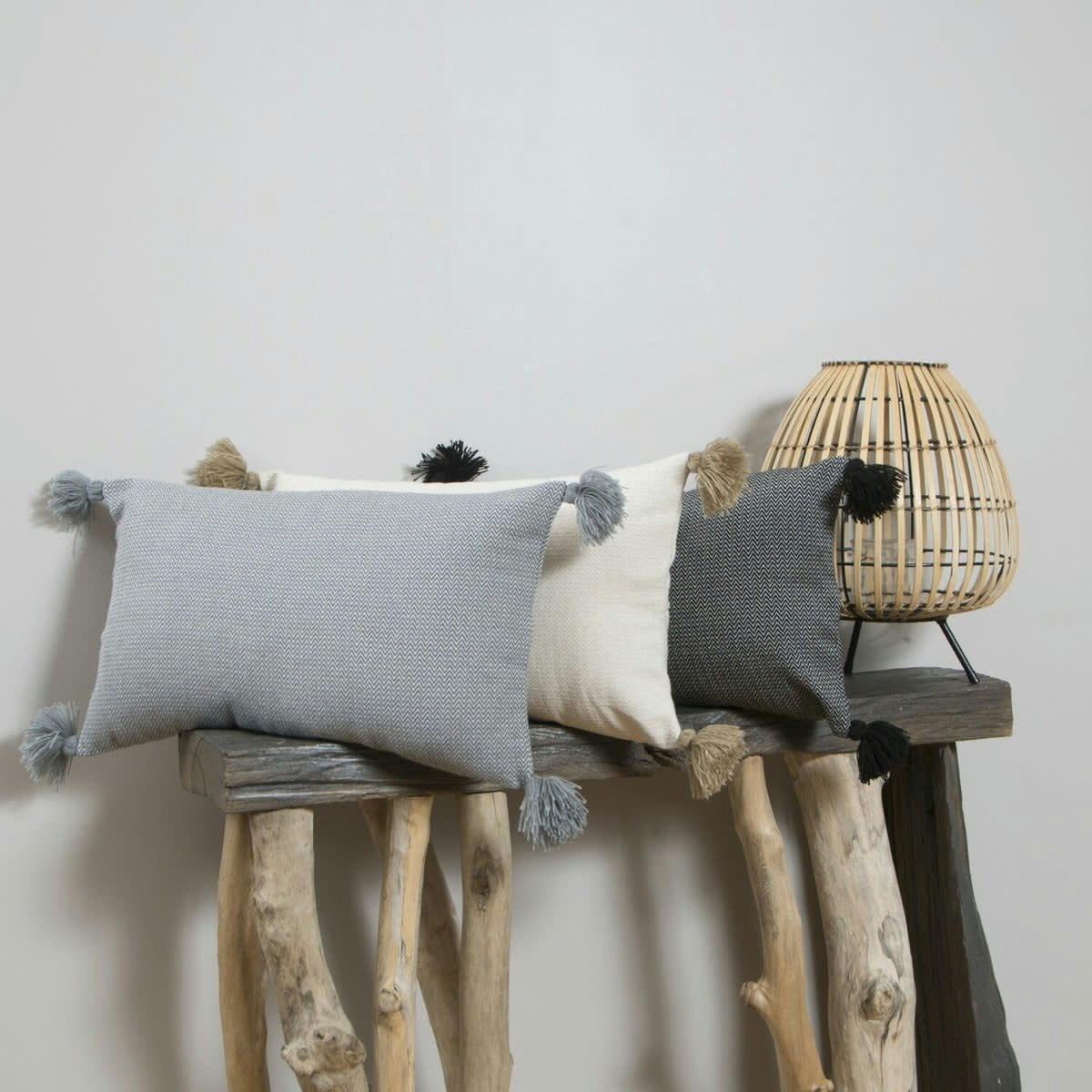 STOCKHOLM - Housse de coussin coton  50x30 gris perle