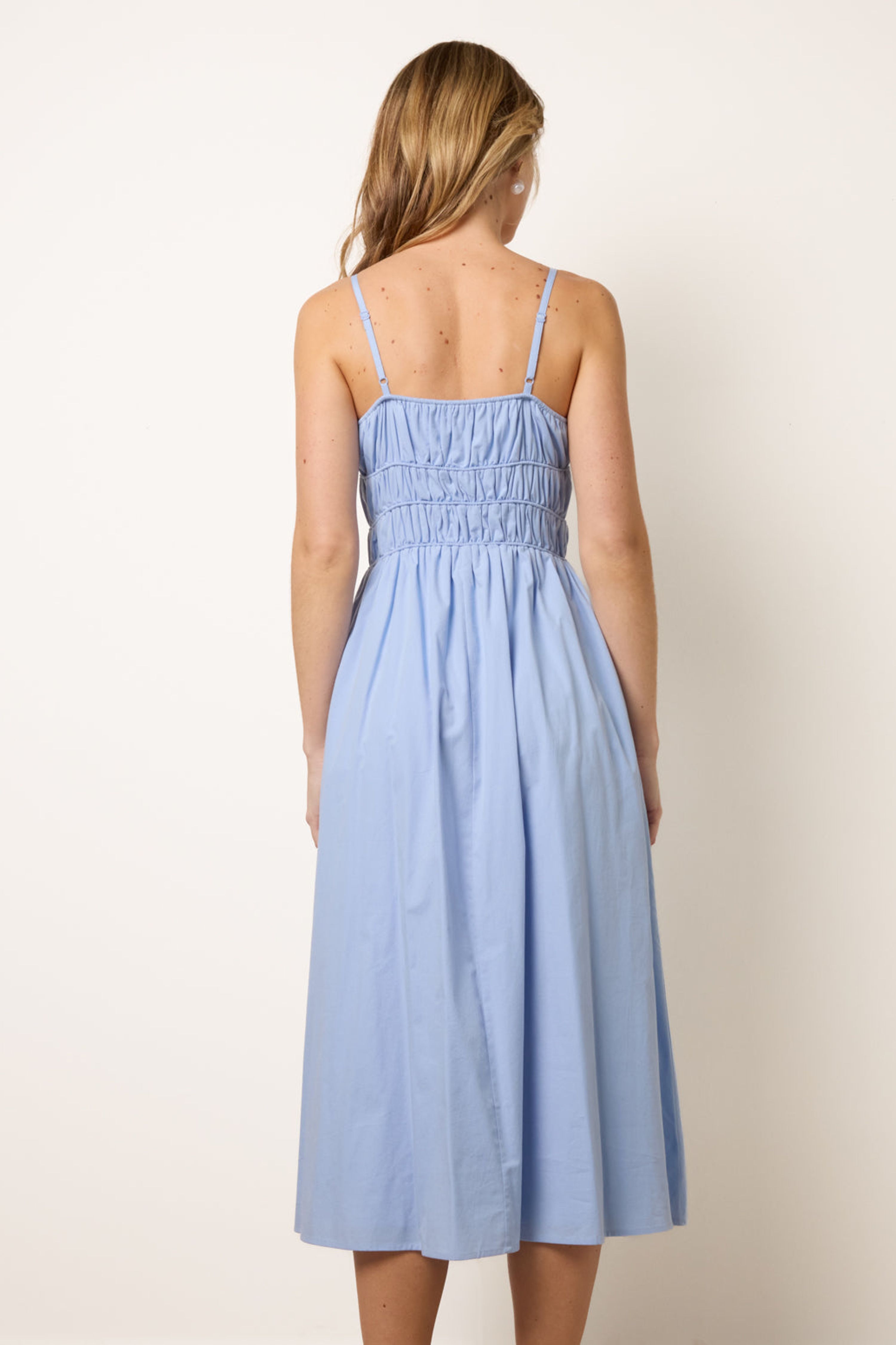 Blue Vanilla Blue Ruched Binding Strappy Midi Dress