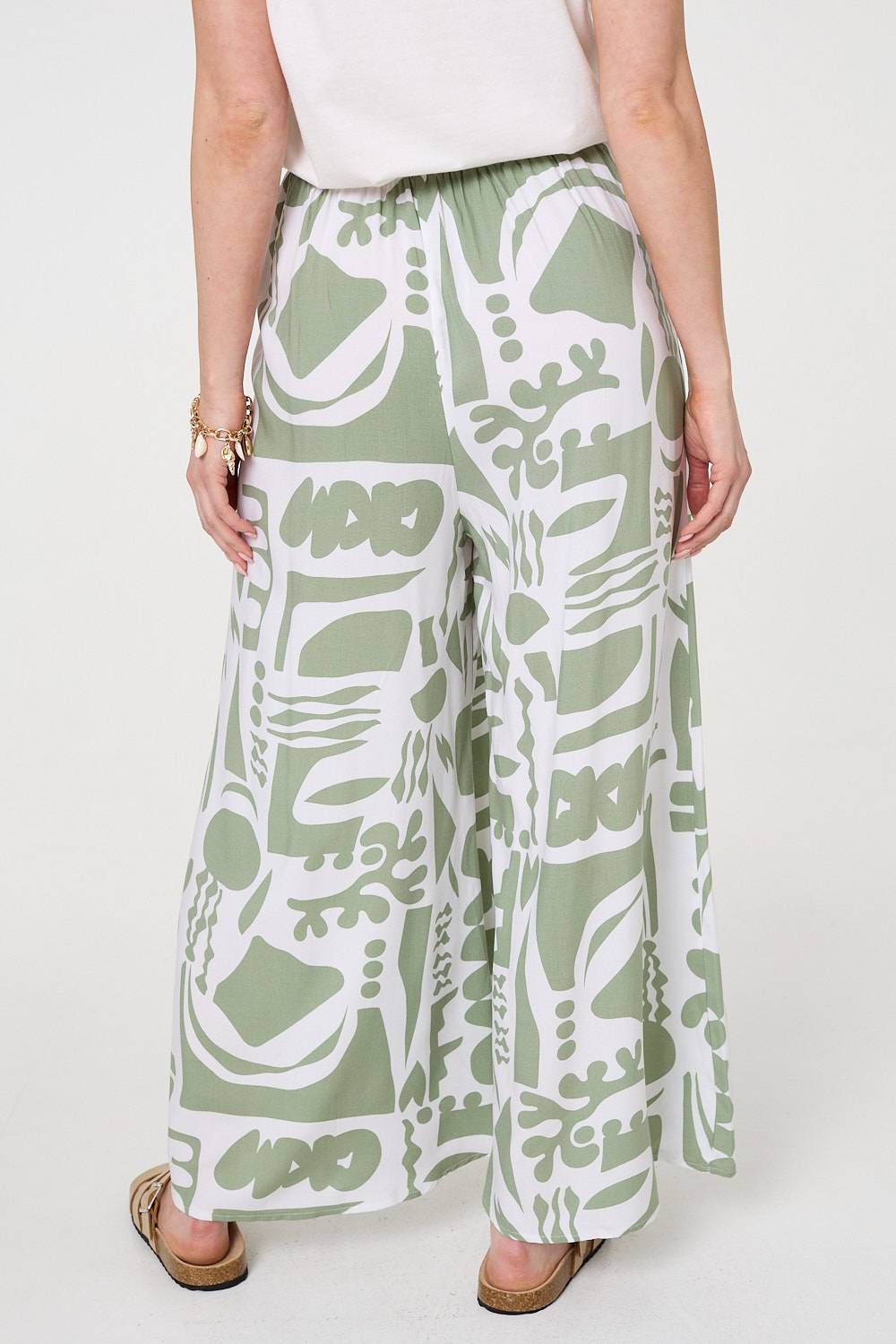 Izabel London Abstract Wide Leg High Waist Trousers