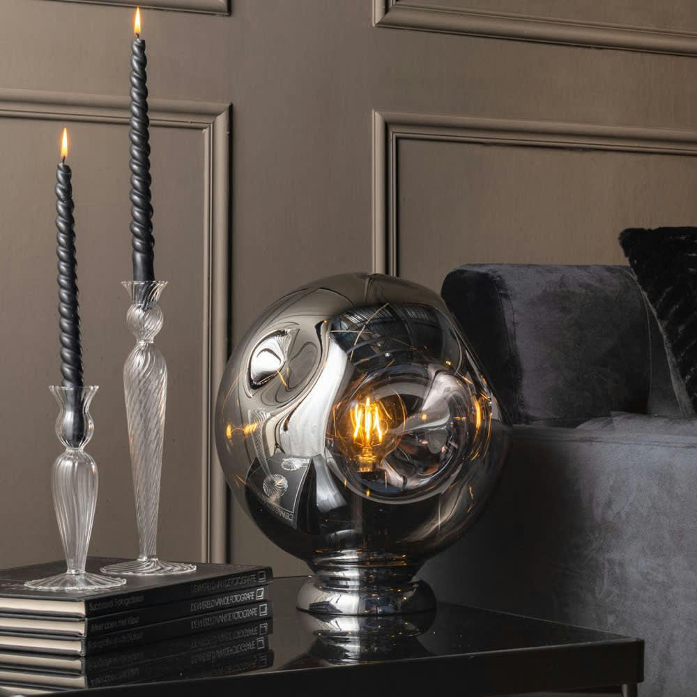 BLOWN GLASS - Lampe de table blown glass rond verre gris