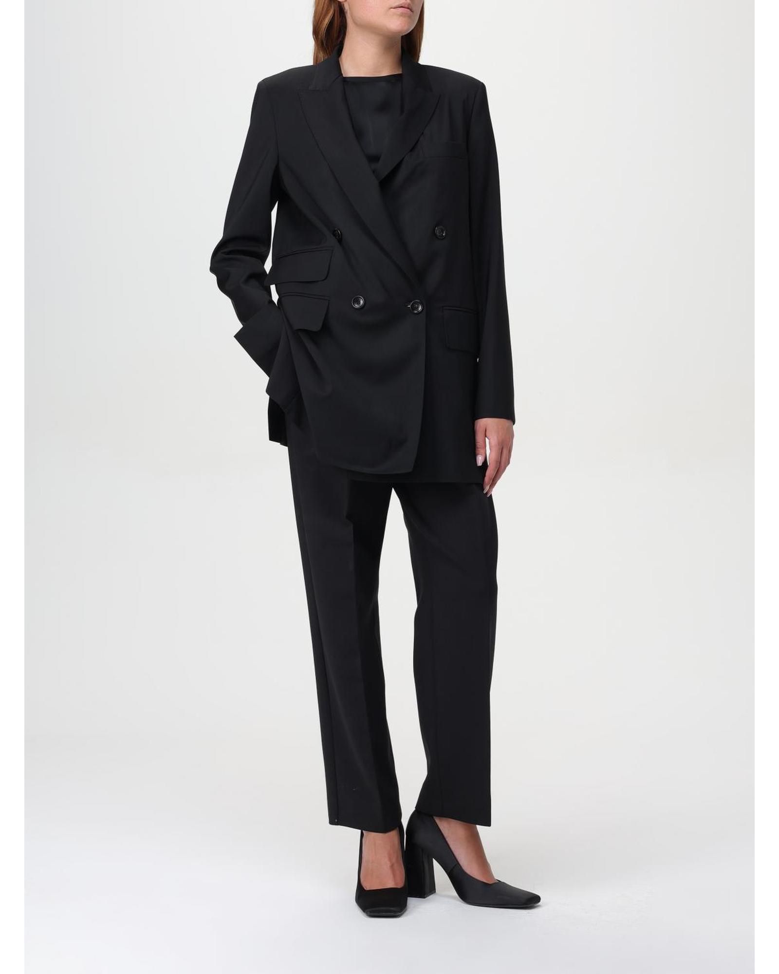 Max Mara Pleated Wool Trousers- Black Pants