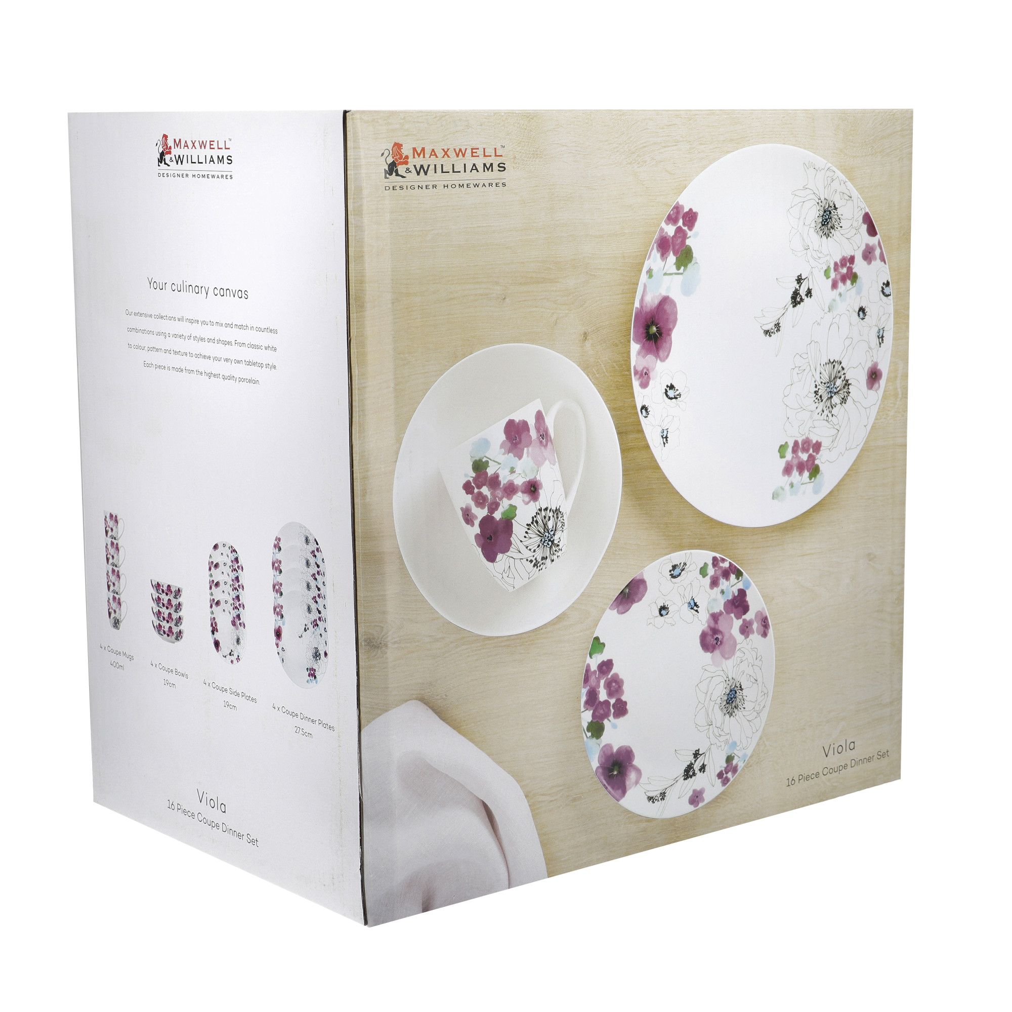 Maxwell & Williams Viola Coupe 16 Piece Dinner Set