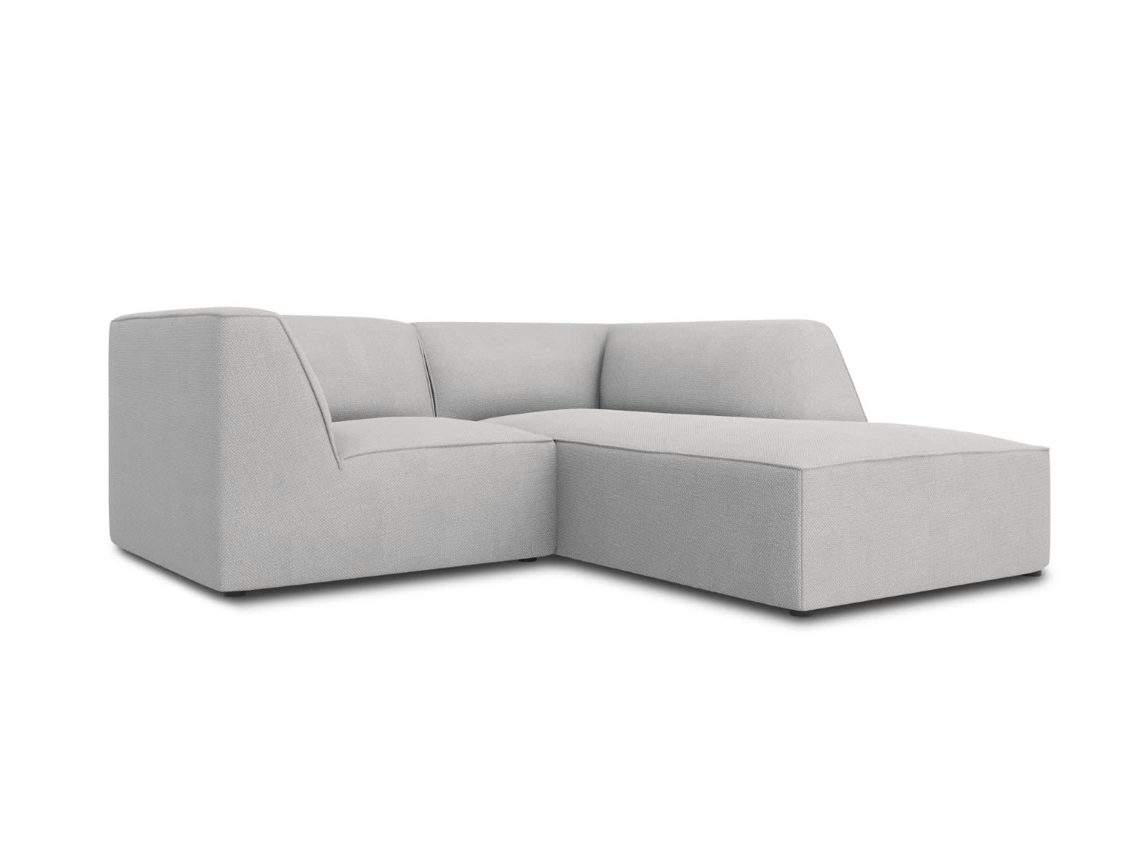 RUBY - Canapé d'angle droit 3 places en tissu structurel gris clair