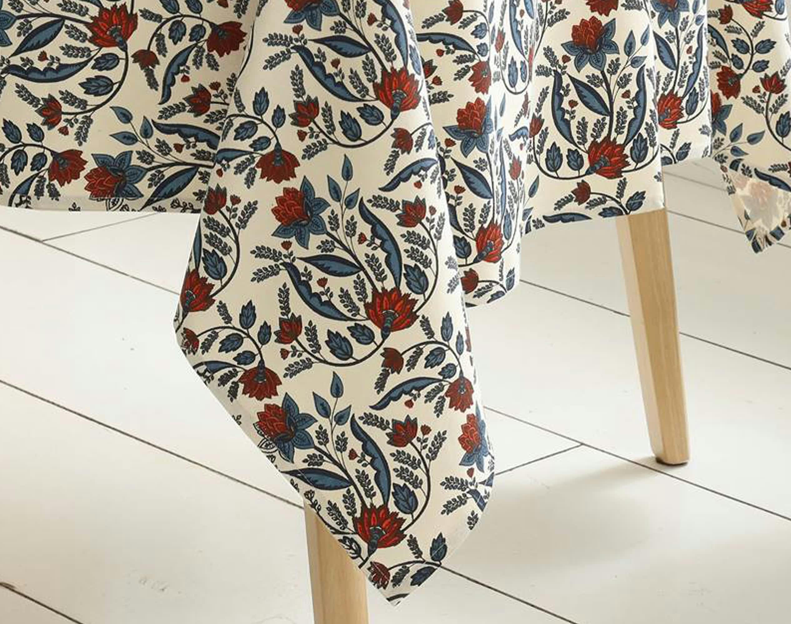 MEGE - Nappe carrée 140x140 bleue en coton