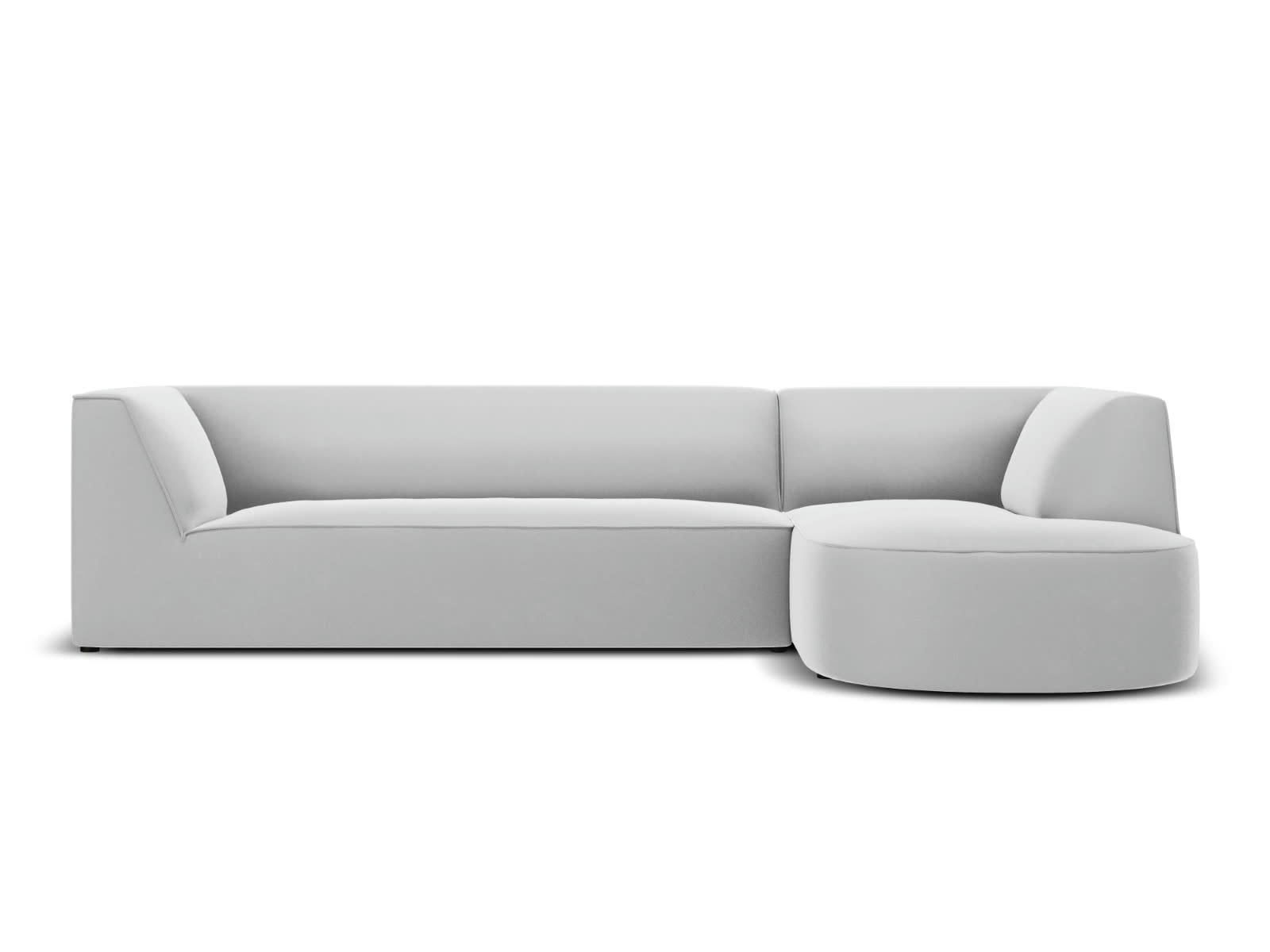 CHARLES - Canapé D'Angle Droit 4 places en Velours Gris Clair