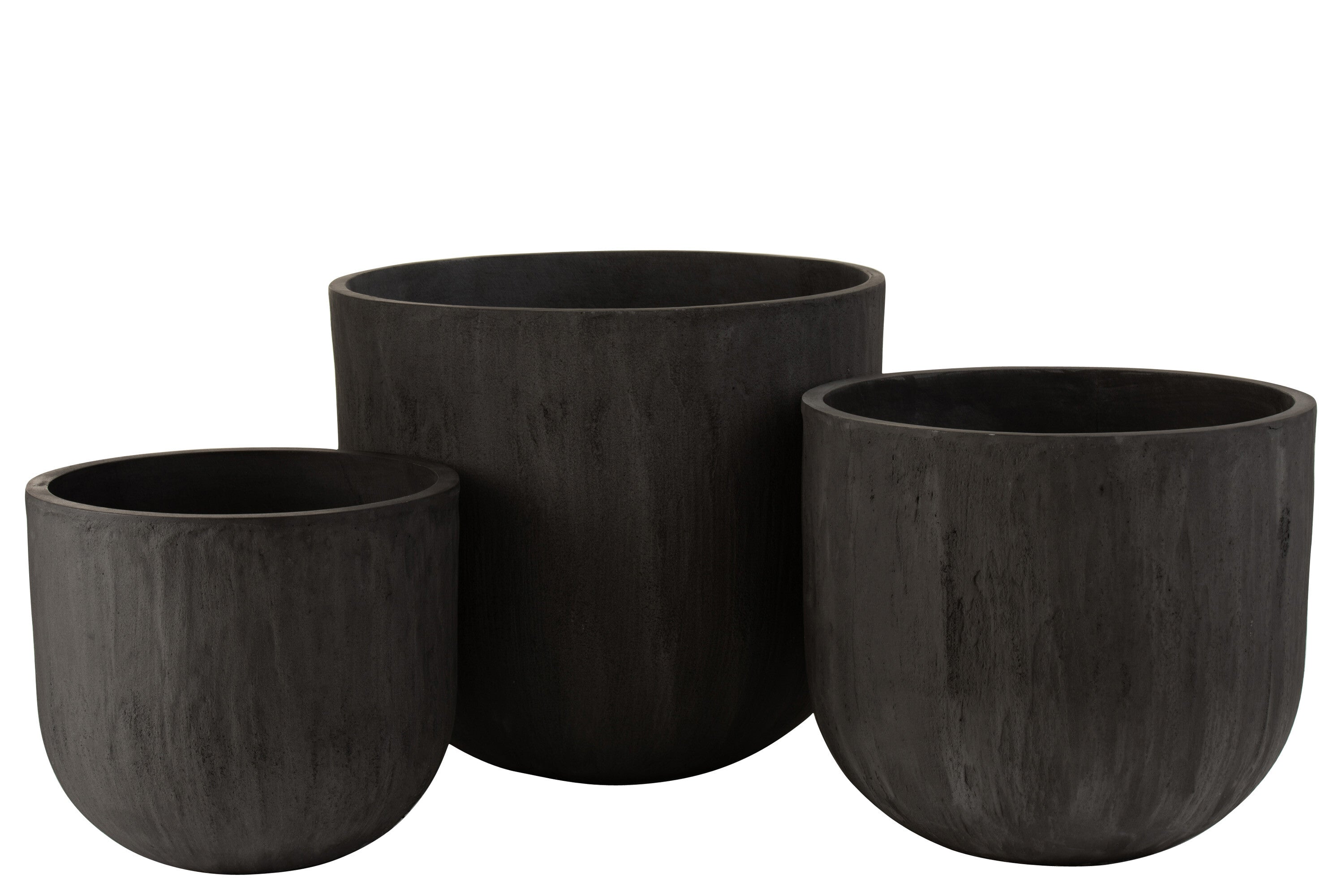 J-Line bloempot Rond Hoog - keramiek - zwart - 3 stuks - Ø 50 cm