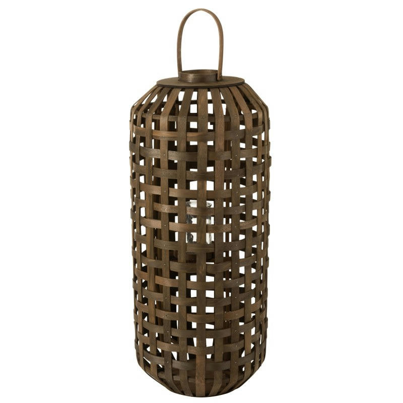 BOIS - Lanterne cylindrique bois marron foncé H95,5cm