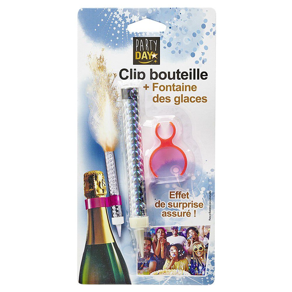 Fontaine de glace feu d'artifice bouteille