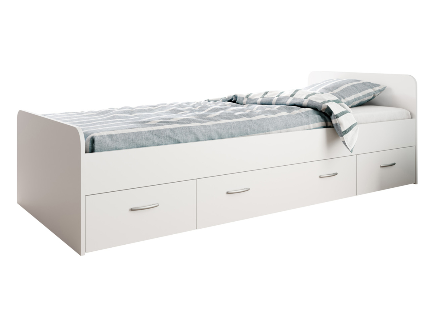 Rama łóżka Boro 90x200 z 3 szufladami białe