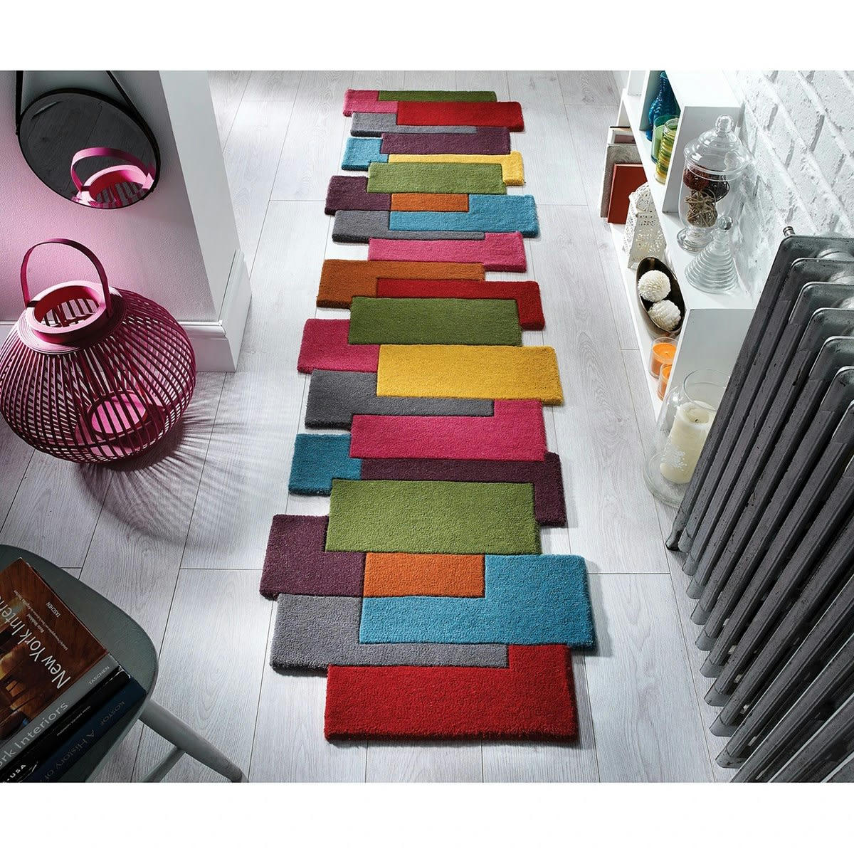 ARTY - Tapis de couloir en laine multicolore 60x230 cm
