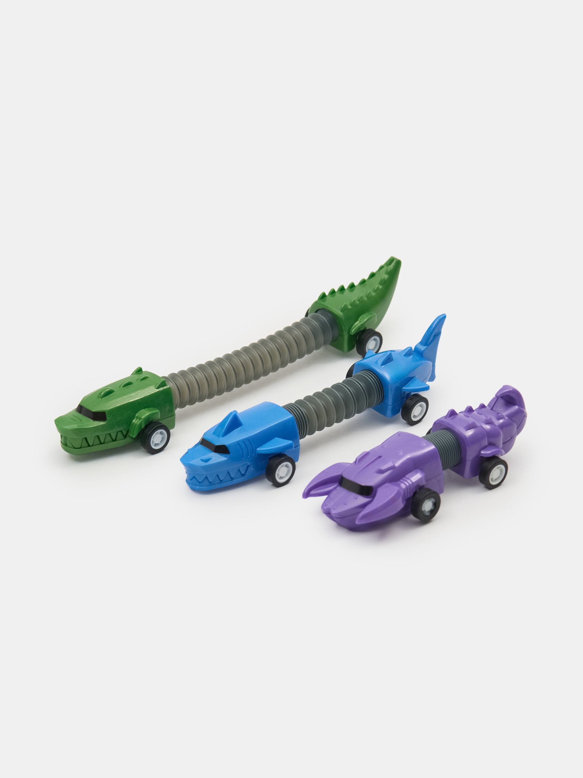 Zestaw rozciąganych pojazdów w kształcie dinozaurów 3 pack