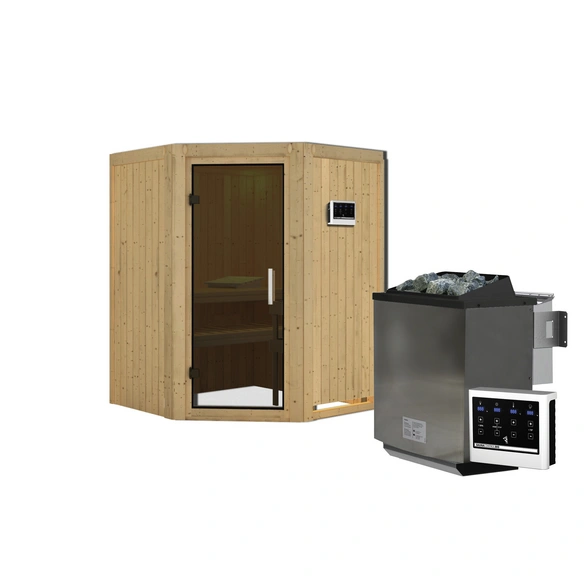 Sauna »Tartu«, inkl. 9 kW Bio-Kombi-Saunaofen mit externer Steuerung, für 3 Personen