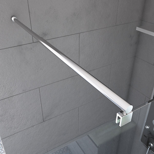 Paroi de Douche 140x200cm - Bande Miroir - Barre de Fixation Extensible et Profil Chrome