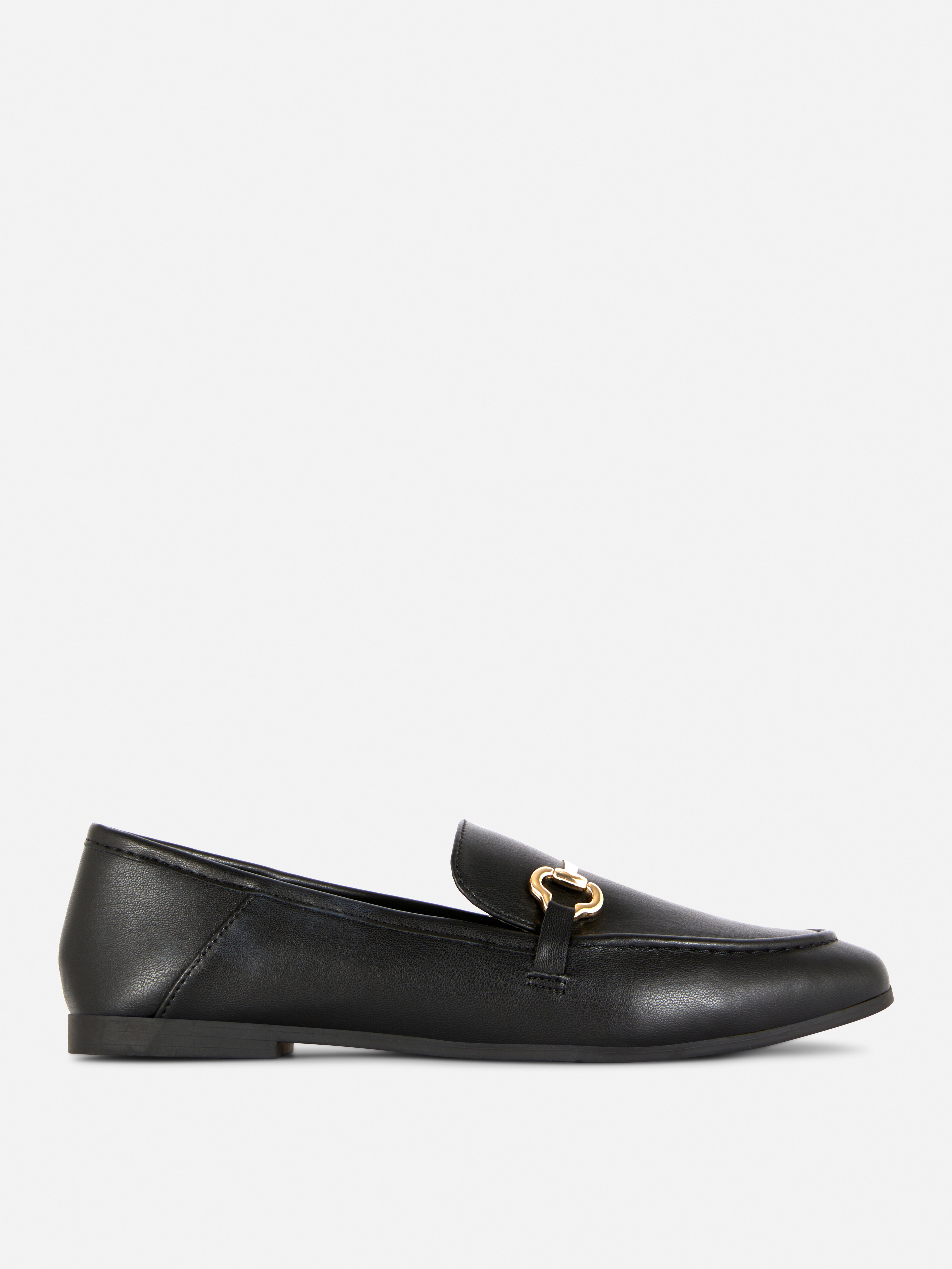 Faux Leather Buckle Loafers