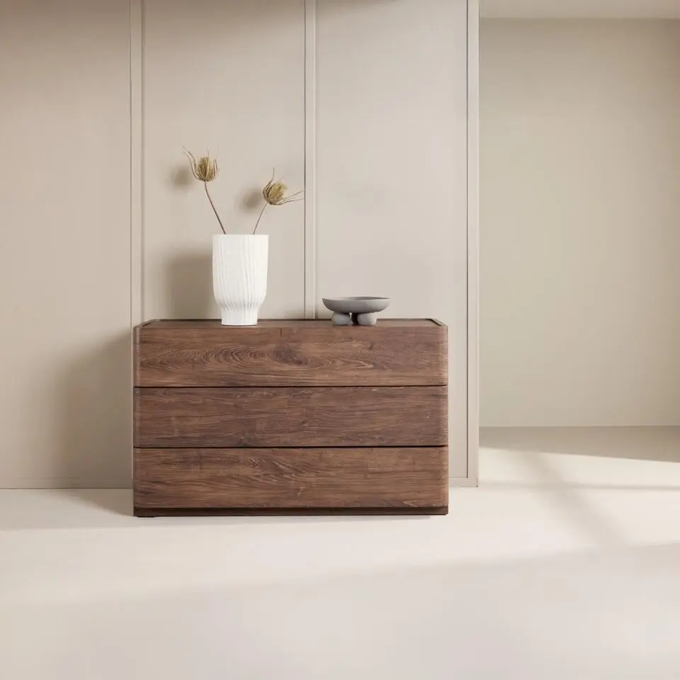 Ladekast 3 Lades - Donkerbruin MDF - 100x48x60cm - Noble