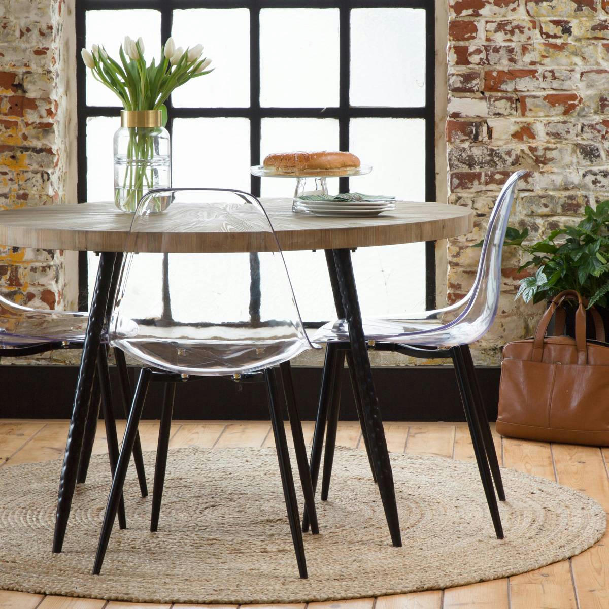 MIM - Table à manger en bois noir 120 cm