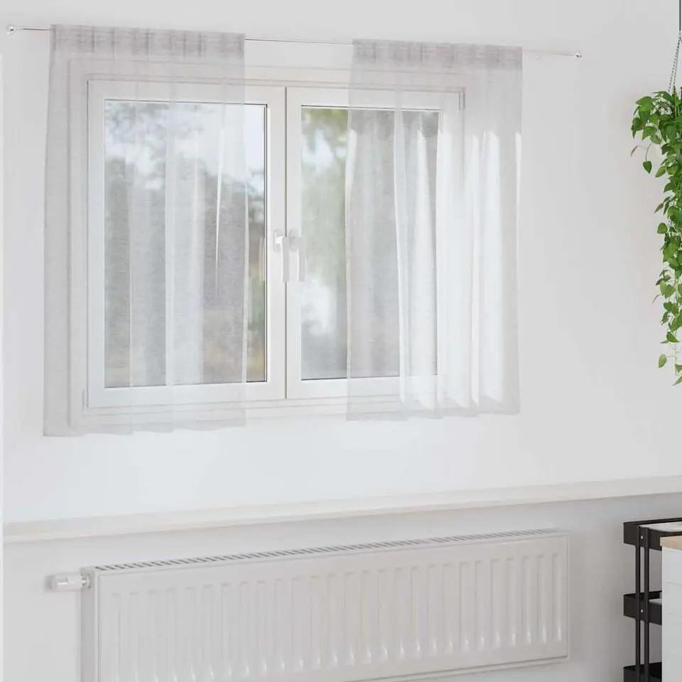 vidaXL Vitrages voor woonkamer - Lichtgrijs - Polyester - 140x140 cm - Set van 2