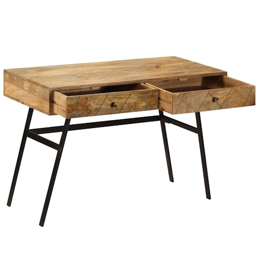 NNEVL Writing Desk with Drawers Solid Mango Wood 110x50x76 cm