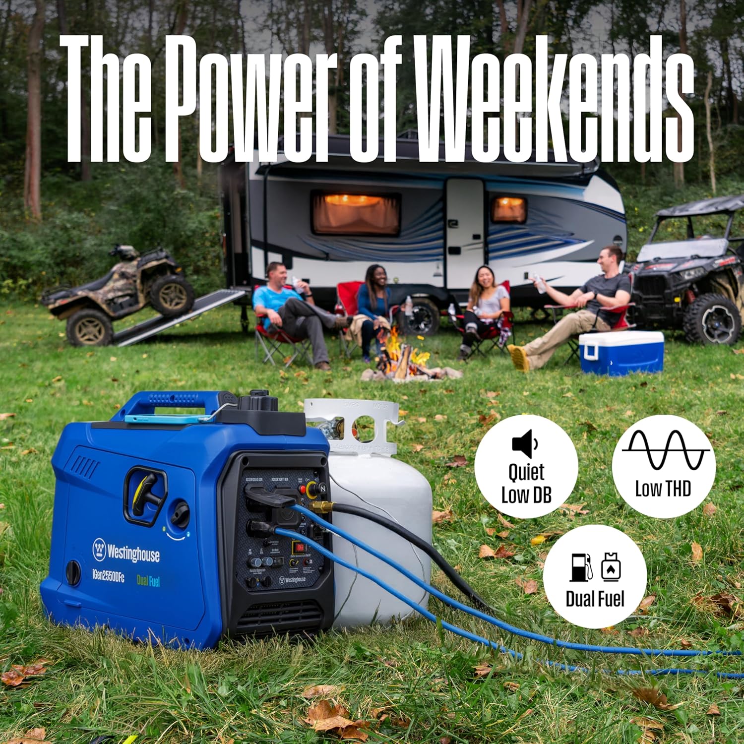 Westinghouse 2550 Peak Watt Super Quiet & Lightweight Portable Inverter Generator  RV Ready 30A Outlet  Gas and Propane Powered  CO Sensor  Parallel Capable  Long Run Time