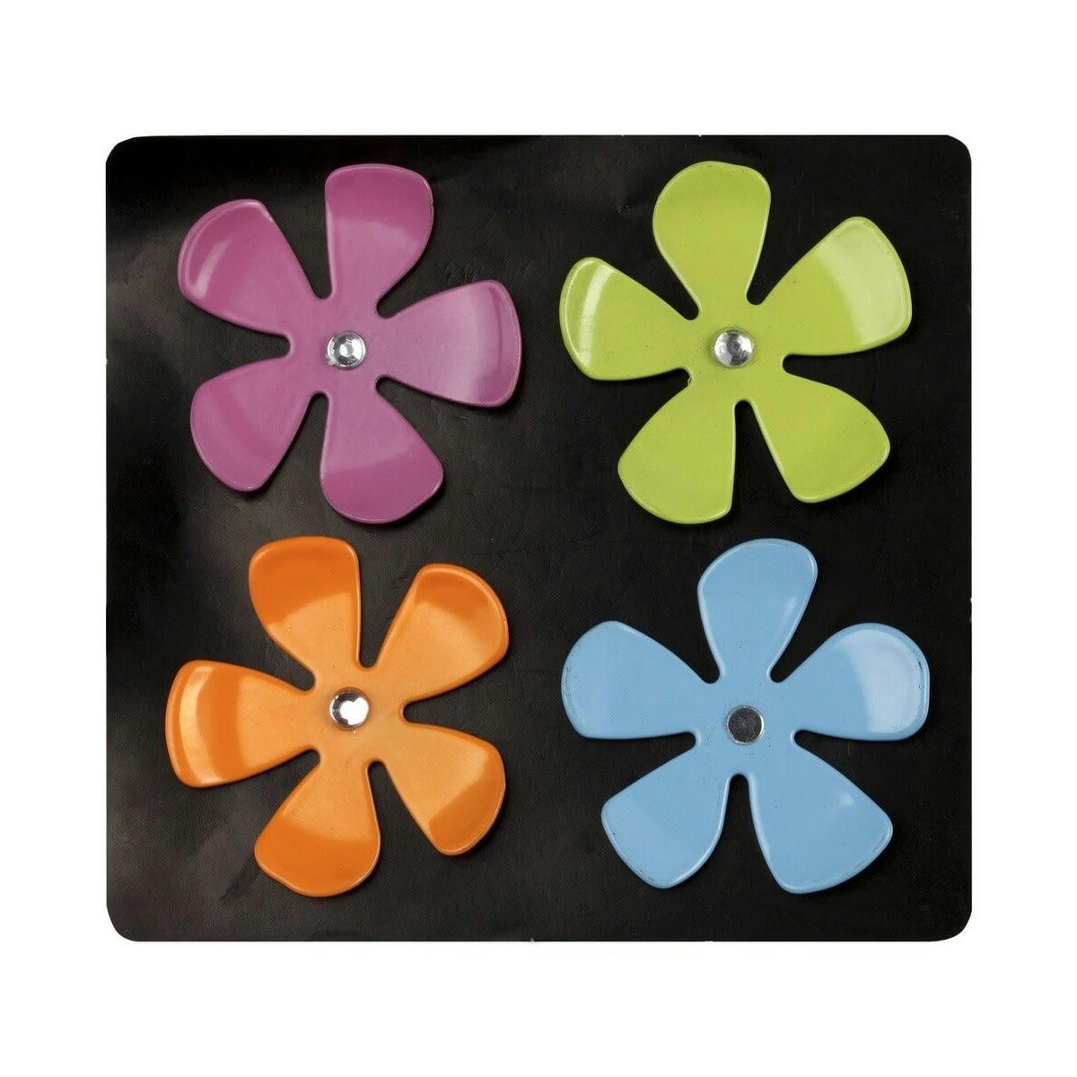 MAGNETS FANTAISIE - Lot de 4 magnets fleurs résine plastique