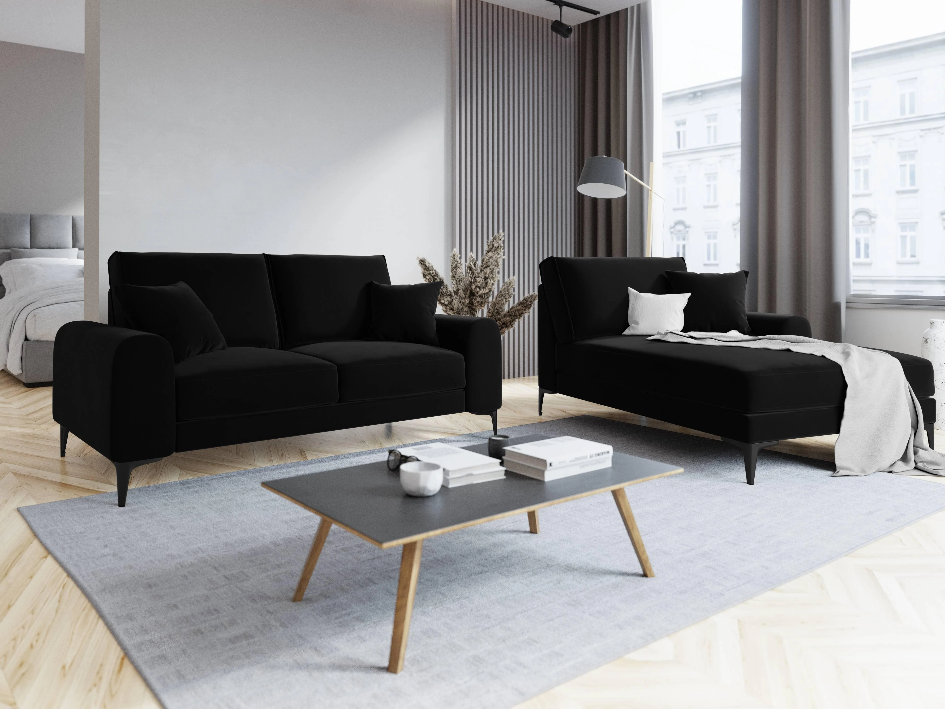 Chaise longue Madara rechts velvet