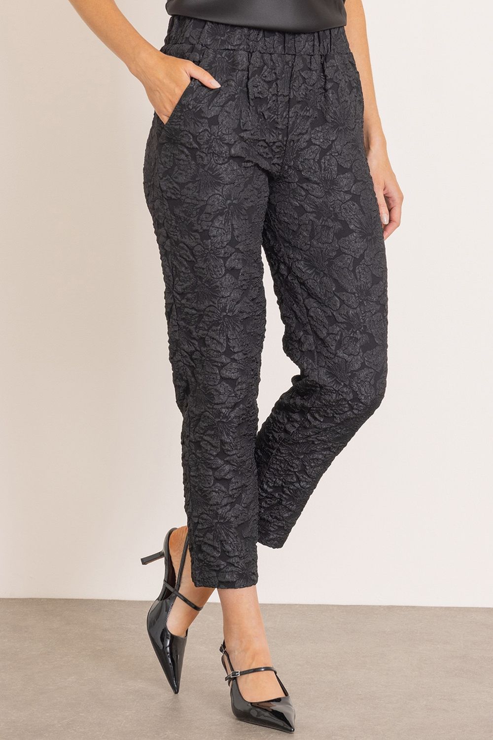 Klass. Floral Textured Pull On Trousers