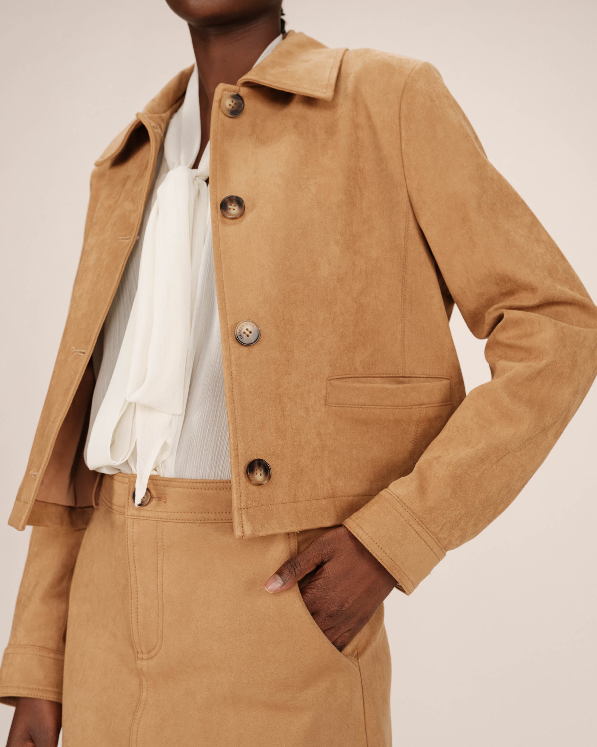 Veste en suedine ocre Sullivan