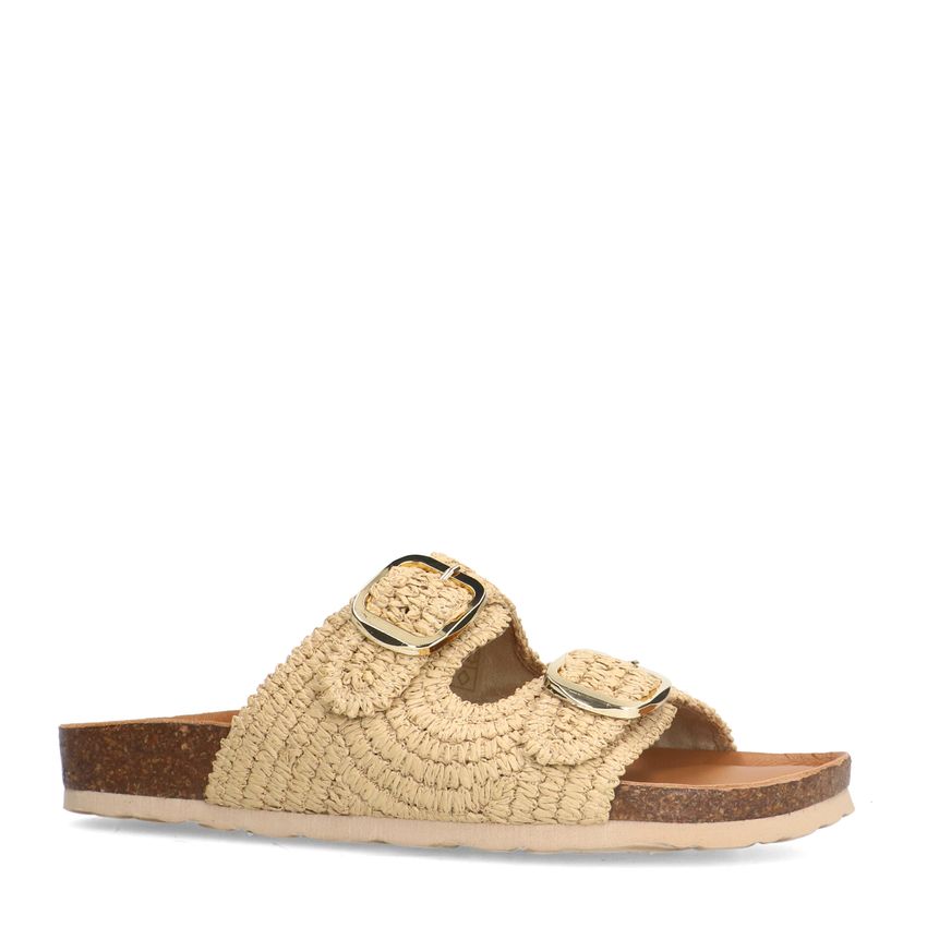 Manfield Beige raffia slippers