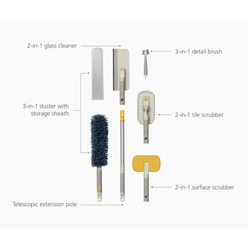 Joseph Joseph CleanTech Deep Cleaning Set W/ Extension Pole 6 Piece