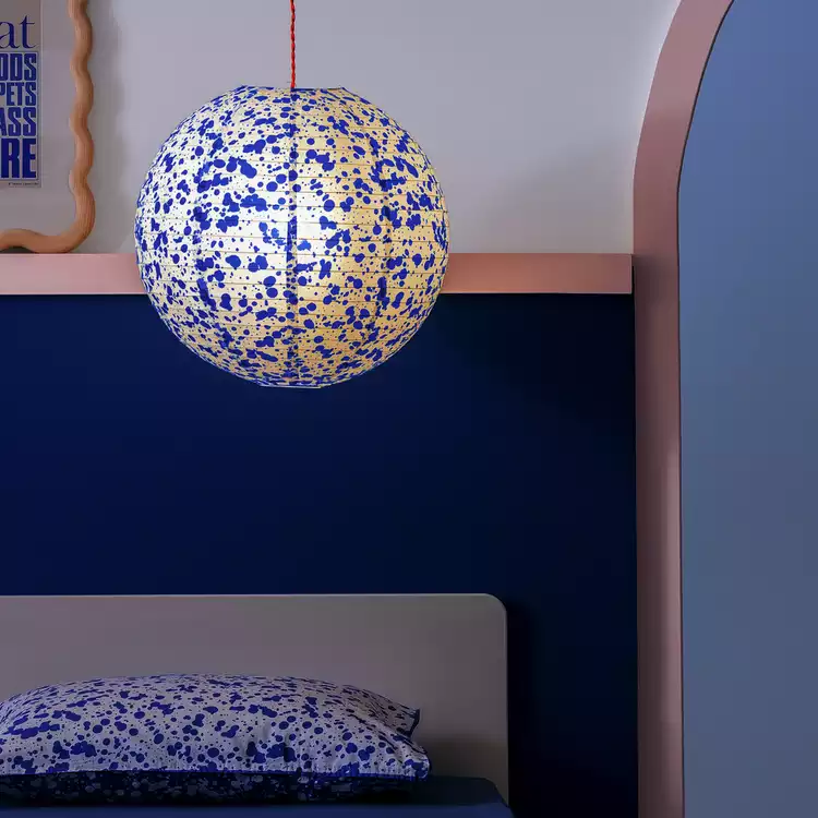Habitat 60 Blue Patterned Paper Easy Fit Lampshade -50cm