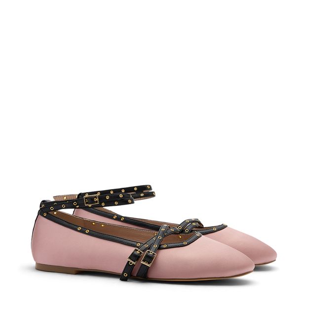 Roze ballerina's met gespen en bandjes